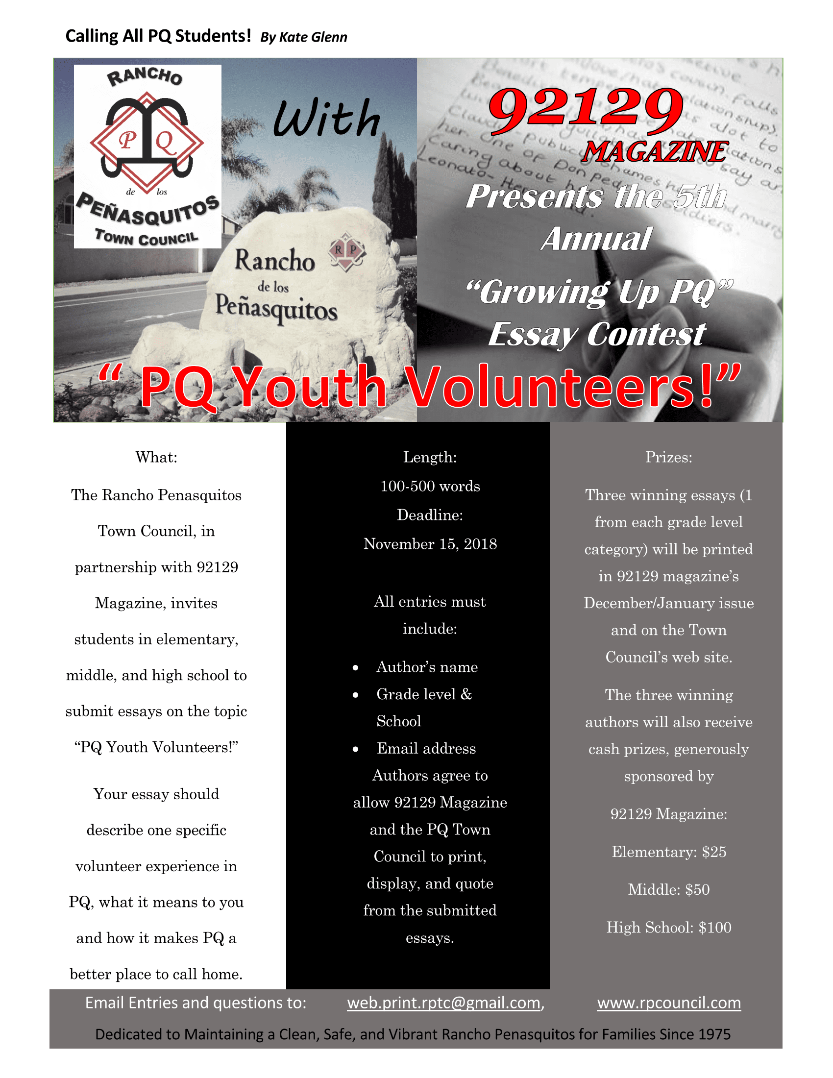 Th Annual Growing Up Pq Essay Contest Rancho Peasquitos Th Annual Growing Up Pq Essay Contest Essay For Students Of High School also Essays Written By High School Students Thesis Statements For Persuasive Essays